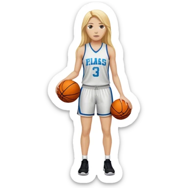 full body white female basketball head coach with long blonde hair  sticker
