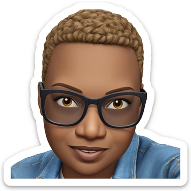 bald boy in denim jacket sticker