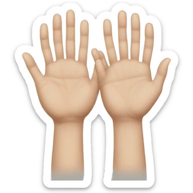 Two hands flat apart, showing distance sticker