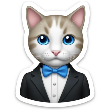 Cat in a tux with blue eyes sticker