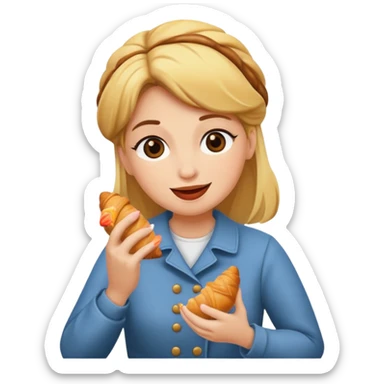 woman eating croissant sticker