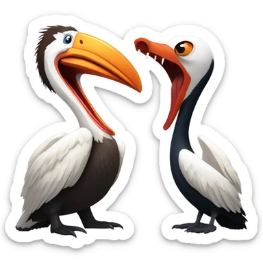 Pelican fighting a red panda sticker