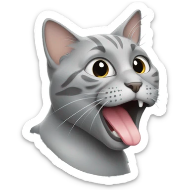 Gray cat licking their butt sticker