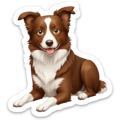 happy Brown Border Collie sitting sticker