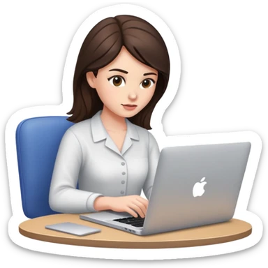 Brunette with MacBook working hard sticker
