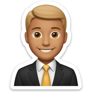 business man in suit and tie, apple emoji style sticker