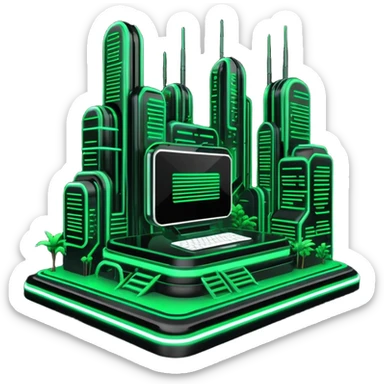  Black And Green Cyber Aesthetic Scenery Deco sticker