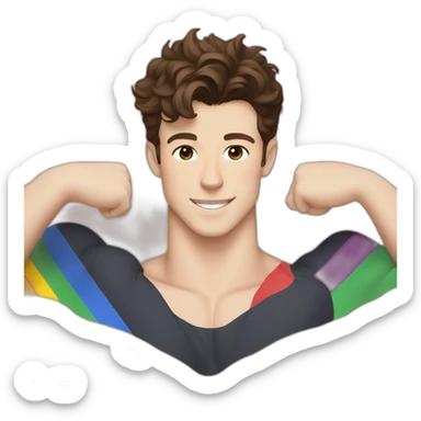 Shawn Mendes abs with pride flag sticker