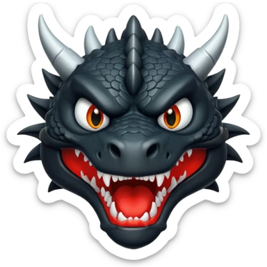 Angry black dragon, mouth closed sticker