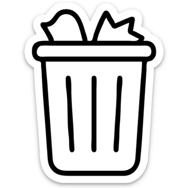 trash can with some trash peeking out icon sticker