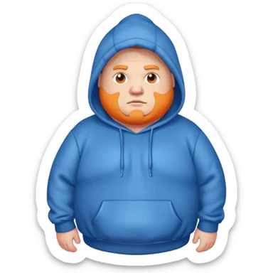 Fat orange guy with blue sweater and hoodie caseoh sticker