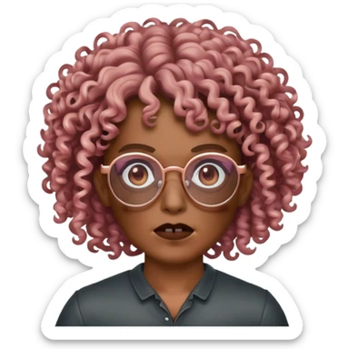 curlyhead zombie using rose gold glasses memoji sticker