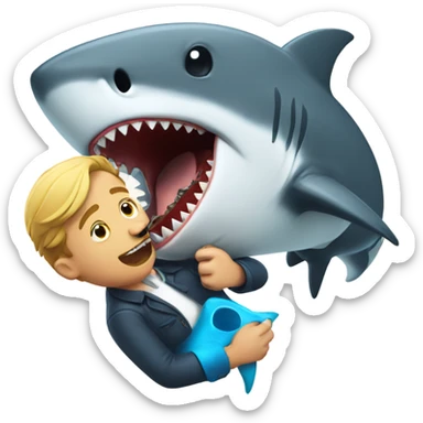 Man being eaten by a shark sticker