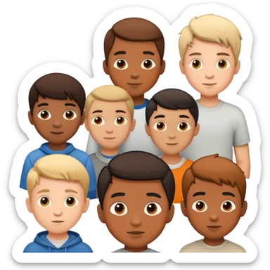 Seven boys standing together as a group sticker