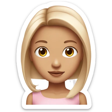 light pink bow on pretty girl with straight hair sticker