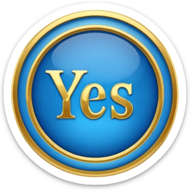 the word "yes" in blue and gold sticker