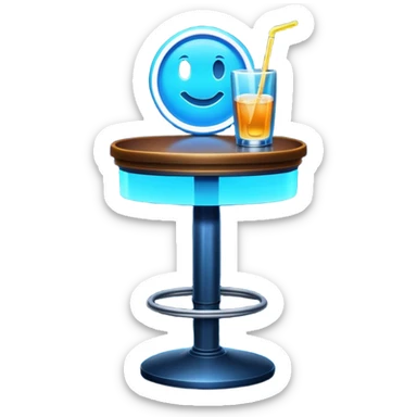 a blue sign on a nighttime bar sticker