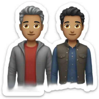 Gay men couple. Grey dark hair. Red hair. sticker