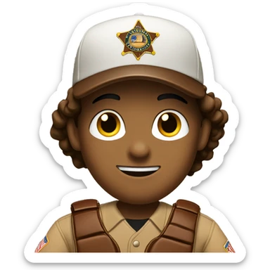Deputy with brown uniform and baseball glove sticker