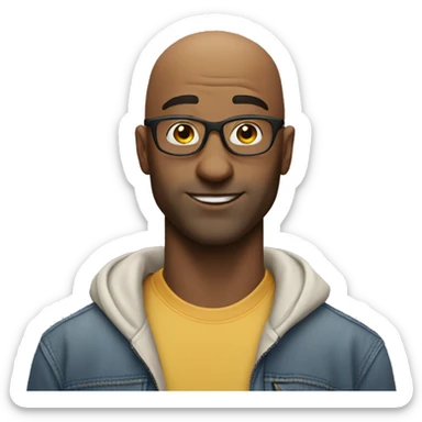cool bald guy with glasses no beard with cap sticker