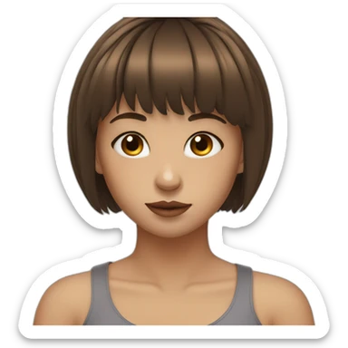 Girl with short brown hair with bangs with septum piercing on nose sticker
