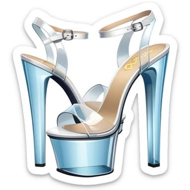 ultra realistic pair of platform open toe glass heels sticker