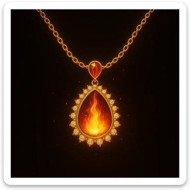 Replace the dark void with a small, powerful flame inside the pendant sticker