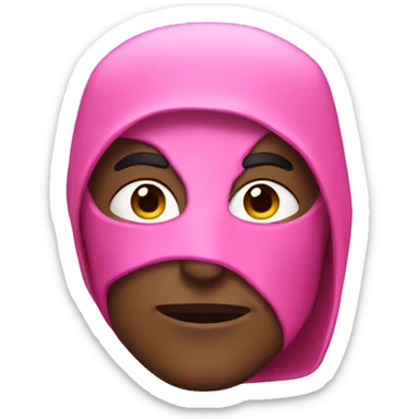 male superhero, with pink facial hood sticker