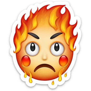 Burning sad face  sticker