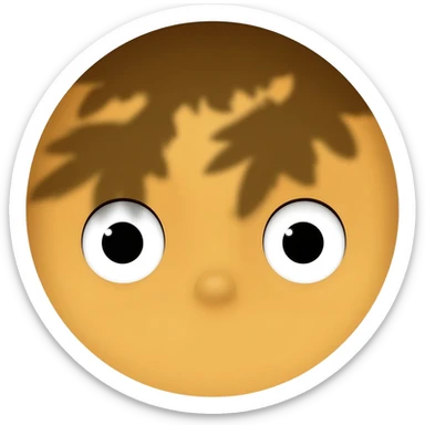 Yellow emoji face with Innocent eyes stand behind a big tree and poking head out can only see eyes and forehead sticker