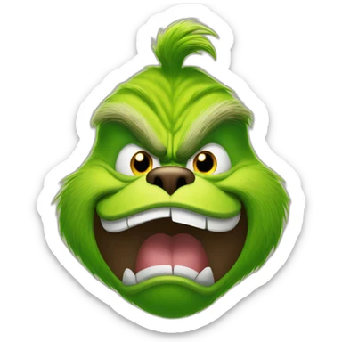 the grinch as a grizzly head sticker