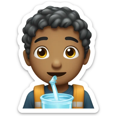 Niño tomando agua  sticker