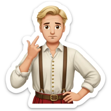 a German in typical Bavarian clothing shrugging and looking lost with Sicily in the background sticker