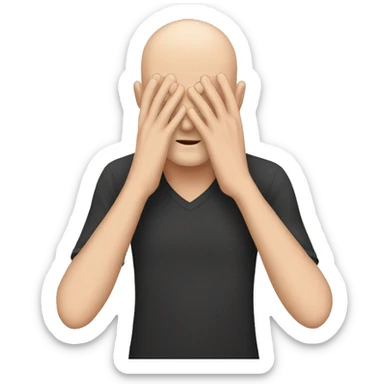 Bald white man covering his face with hands  sticker