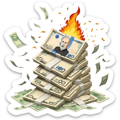 exploding stack of russian ruble notes sticker