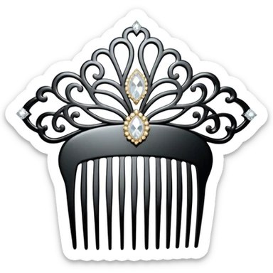 white hair comb with diamonds sticker