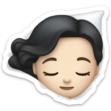 pale white girl dark hair sleeping in bed sticker