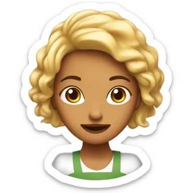 Chica pelo ondulado tomando café sticker