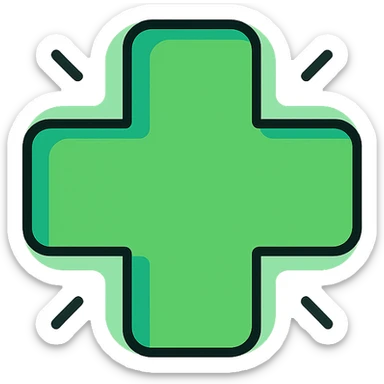 green cross with a subtle glow, representing healing and health sticker