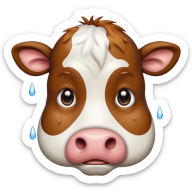 sad crying cow sticker
