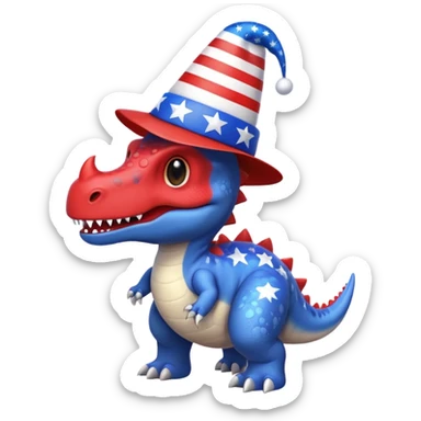 Dinosaur on 4th of july sticker