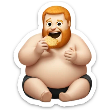 A fat ginger man eating sticker