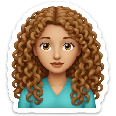 Mujer piel canela y pelo rizado largo , el pelo un poco más oscuro  sticker