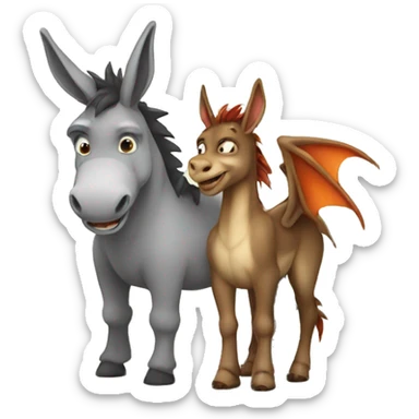Donkey and a dragon soulmate  sticker