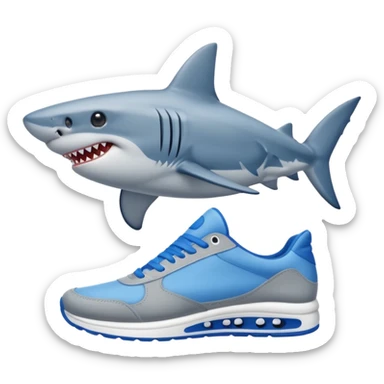 Un tiburón con zapatos tenis azules  sticker