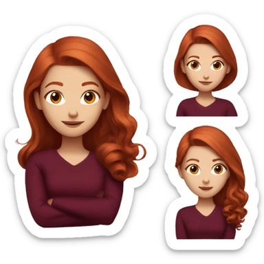 redhead girl with long hair and Dyson styling in burgundy sweater with rat on her shoulder sticker