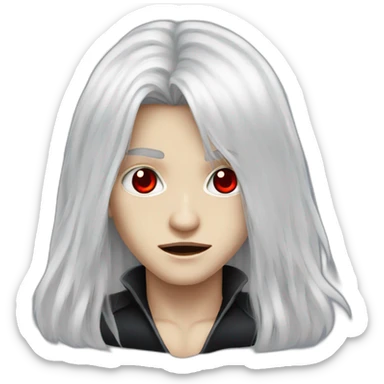 young long hair white haired red eyes vampire sticker