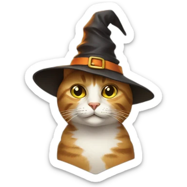 cat with a witch hat sticker