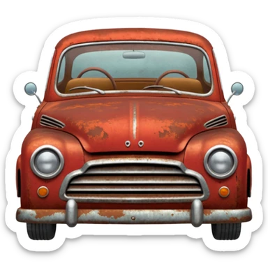 a red crappy car sticker