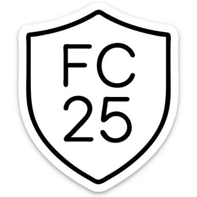 minimal icon of 'FC 25' in a shield shape, outlined, no fill, modern look sticker